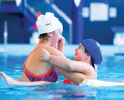 two people in a pool